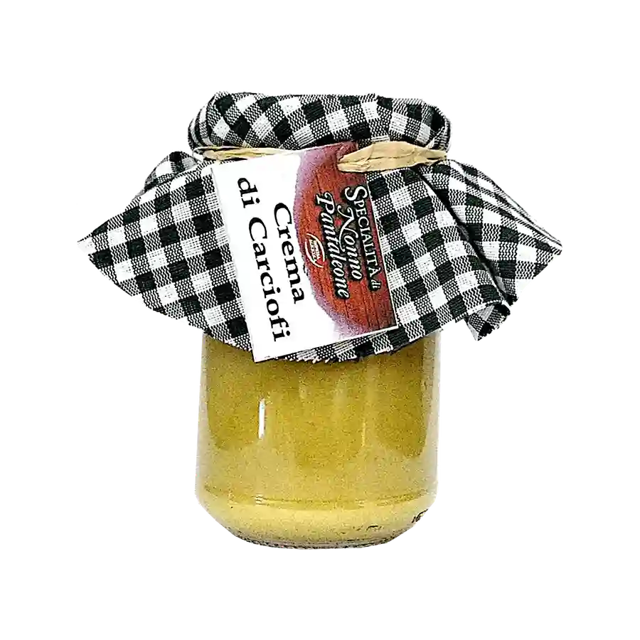 Crema di Carciofi 270 gr - Dettagli del prodotto La crema di carciofi di Nonno Pantaleone è realizzata utilizzando solo carciofi freschi e selezionati accuratamente per garantire l’eccellente qualità del prodotto, dal sapore irresistibile.Da gustare con le bruschette, i crostini o tanti mini-cestini di pancarrè per un antipasto sano e nutriente; perfetta da abbinare ai formaggi freschi, alle carni e ai pesci alla griglia, per condire un piatto di pasta se non hai tanto tempo da dedicare ai fornelli o sempl