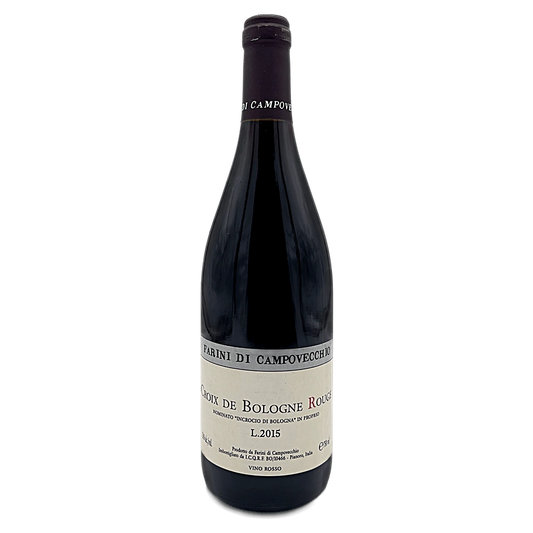 Croix De Bologne Rouge 2015 (Blend) - Vitigni di origine lontana, maturazioni diverse, tannini a volte simili, alter lontanissimi. Sei grandi solisti che rinunciano a qualcosa per dare alla fine forse, un suono migliore. Vino in divenire, perde sempre qualcosa ma immediatamente, guadagna qualcos'altro in peculiarità. Pinot Nero 15%Cabernet Sauvignon 20%Sangiovese 30%Merlot 15%Cabernet Franc 10%Sirah 10% Vendemmia: Manuale in cassette da inizio Settembre a metà Ottobre.Fermentazione: In acciaio.Affinamento: