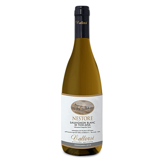 Nestore Bianco IGT - La freschezza floreale di Vallorsi. IGT Toscana BiancoVITIGNI: Sauvignon Blanc.SUOLO: misto sabbioso (90%) di colore molto chiaro, poco profondo.ESPOSIZIONE: ovest.DENSITA’ DI IMPIANTO: 4.200 piante ettaro.SISTEMA DI ALLEVAMENTO: Guyot.PRODUZIONE PER ha: 80 quintali. VINIFICAZIONE:Le uve raccolte a mano vengono trasportate in cantina. Dopo una accurata cernita vengono diraspate e pigiate. Il mosto viene chiarificato e la fermentazione è condotta temperatura controllata di 15-16°C in ac