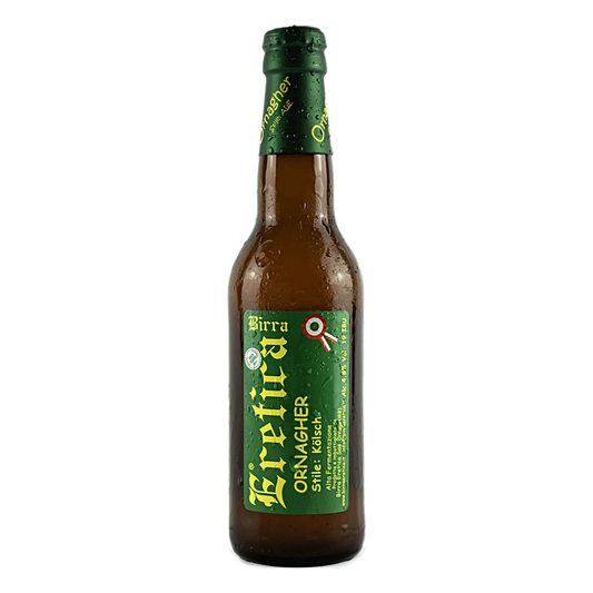 Ornagher 33 cl - Aspetto torbido con schiuma persistente.Birra pulita, fresca e ben equilibrata con aromi decisamente fruttati caratteristici dei tradizionali luppoli e malti tedeschi utilizzati.Birra tipica di Colonia caratterizzata dall'essere una Lager ad Alta Fermentazione. Rifermentazione in bottiglia. Grado alcolico: 4,8 % Vol Grado plato: 12 °P Amaro IBU: 19 Colore EBC: 8 Fermentazione: Lager ad Alta⠀⠀⠀⠀⠀⠀⠀ Ingredienti: Acqua, Malto d'Orzo, Luppolo, Lievito. Temperatura di servizio: 5-6 °C Abbinamen