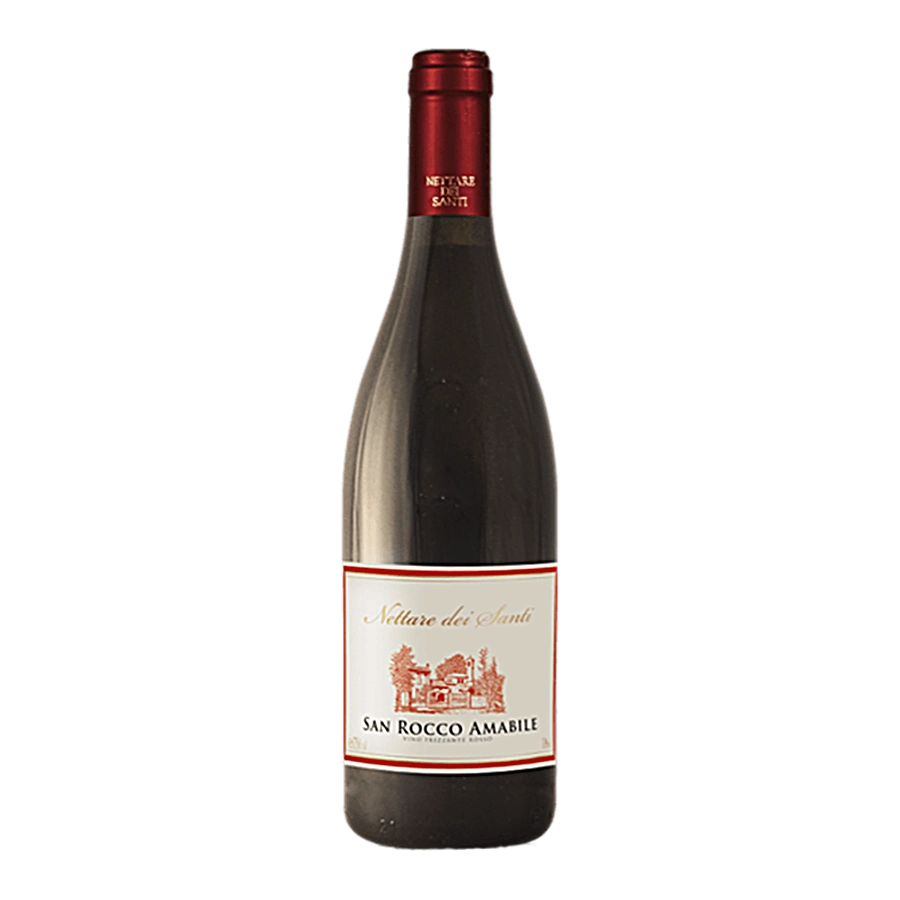 San Rocco Amabile - Classificazione: Vino rosso amabile – frizzante Uvaggio:barbera 40%, croatina 40%, altre uve rosse 20%sistema di allevamento: guyot Vinificazione:Raggiunta una buona maturazione le uve vengono raccolte manualmente in piccole ceste, portate con carri vendemmia alla cantina dove vengono diraspate. la classica e tradizionale fermentazione in rosso avviene in serbatoi da 130 hl. il pigiato fermenta per 5-6 giorni ad una temperatura di 26-28° . mirati rimontagli mettono a contatto le bucce c