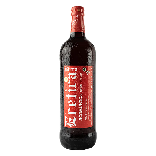 Scomunica 75 cl - Birra doppio malto facile da bere, con sentori di caramello. Luppolatura ben bilanciata con un leggerissimo retrogusto di rabarbaro; colore ramato scuro. Birra che richiama lo stile della Irish Red Ale, moderno adattamento della English Bitter ma con meno luppolatura e un piccolo tocco di malto torrefatto. Rifermentazione in bottiglia Grado alcolico: 5,8 % Vol Grado plato: 14 °P Amaro IBU: 33 Colore EBC: 26 Fermentazione: Alta⠀⠀⠀⠀⠀⠀⠀ Ingredienti: Acqua, Malto d'Orzo, Luppolo, Lievito. Tem