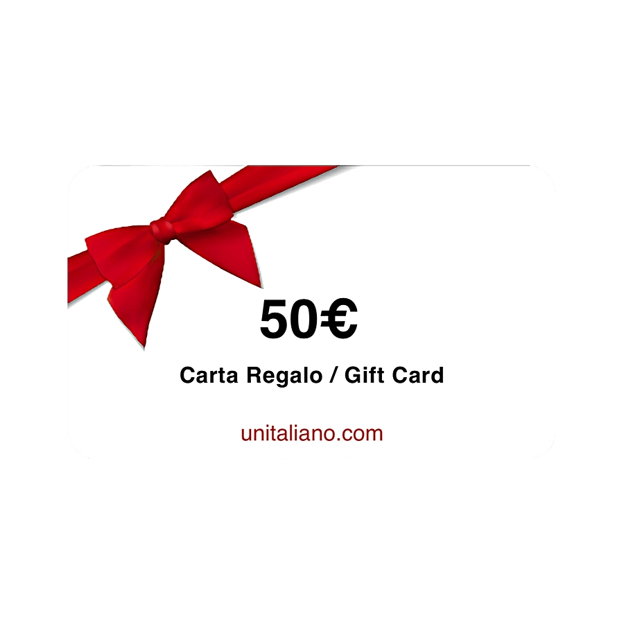 gift card / carta regalo - Vuoi inviare un regalo ad una persona lontana da te? Acquista una carta regalo della somma che vuoi, avrà tempo ben 12 mesi per spenderla. venduto da unitaliano.com al prezzo di €50 | unitaliano.com